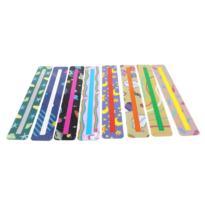8Pcs Cartoon Finger Trackers PVC Reading Highlight Strip for ADHD Kids Reading Dropship 1pc guided reading strips finger focus reader colorful dyslexia reading strips tools highlight bookmark adhd kids teens students