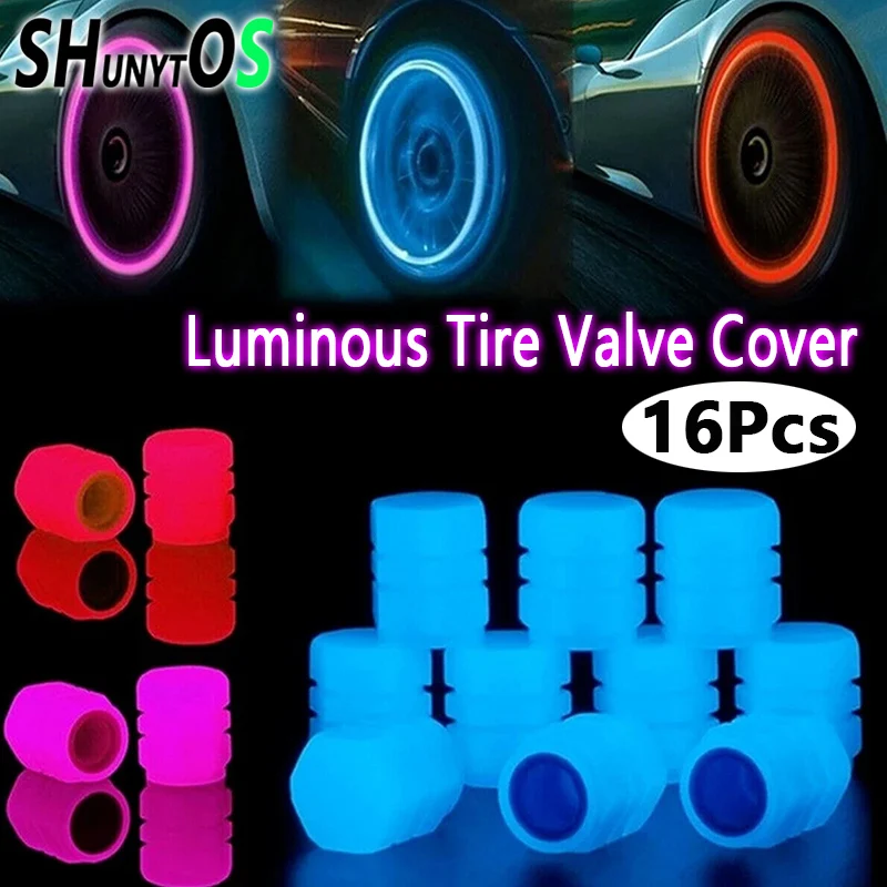 

Valve Stem Caps Universal Glowing in Dark Fluorescent Car Tire Valve Caps Cover Fits Trucks Bikes Motorcycles Bicycles 4-16Pcs
