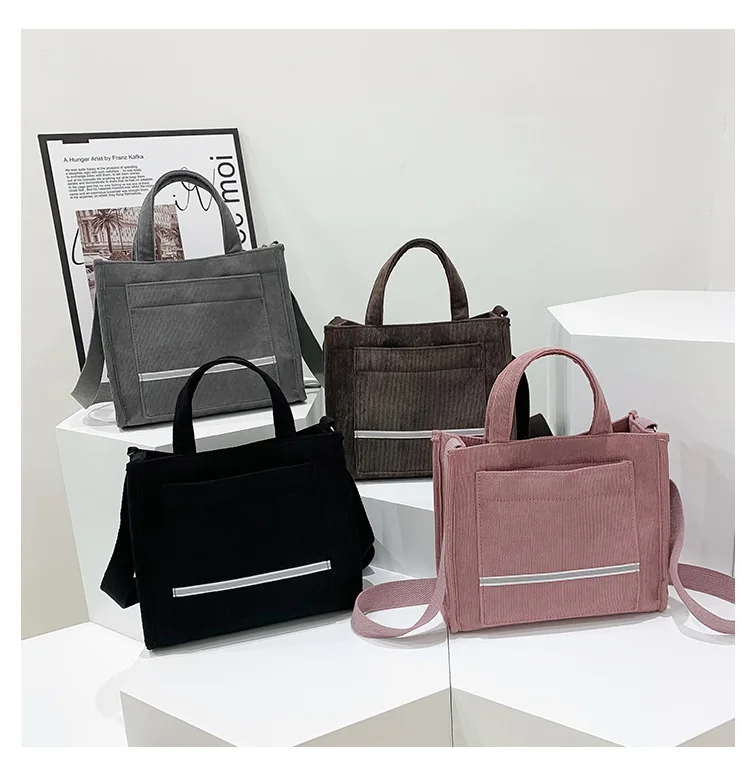 New Style Simple Corduroy Small Square Handbag Ins Fashion Trend Shoulder Bag For Women