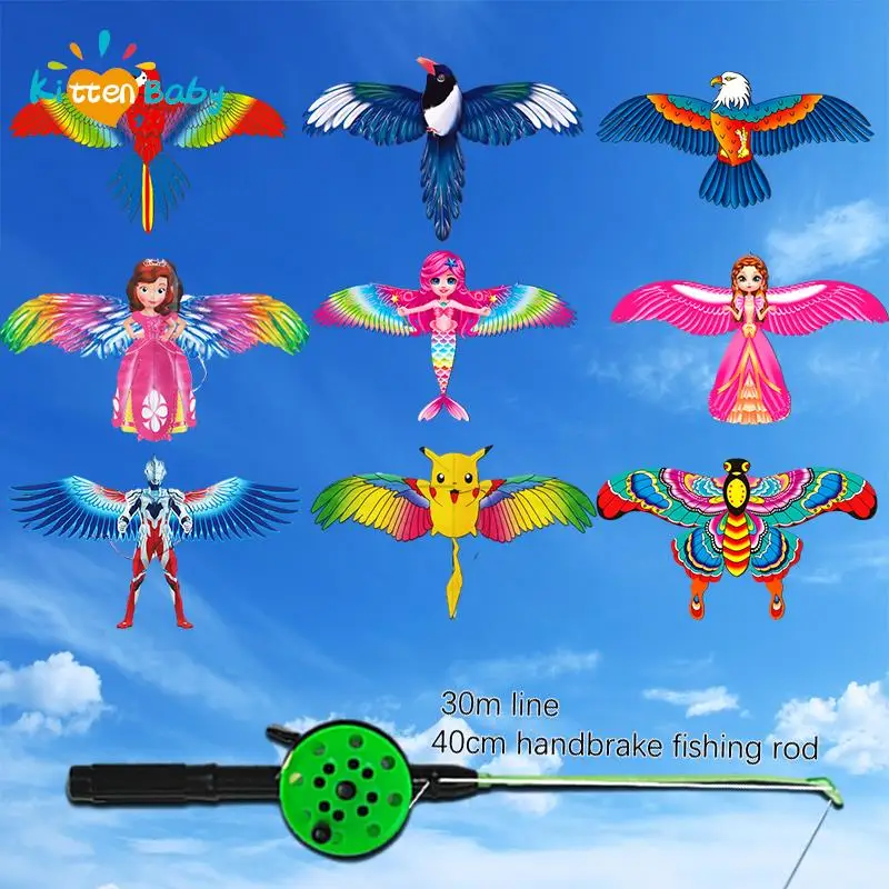 

Kite 1Set Children Kite Toy Cartoon Butterfly Swallows Eagle Kite With Handle Kids Flying Kite Outdoor Toys