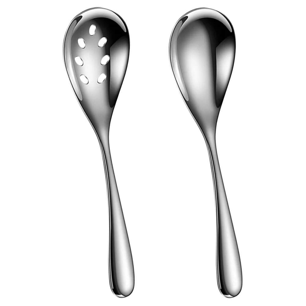 

2pcs Stainless Steel Serving Spoons Slotted Serving Spoons Metal Buffet Dinner Party Banquet Utensils