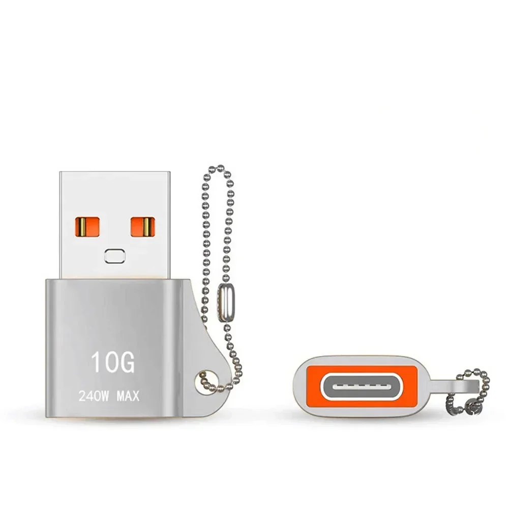High-Power USB to USB-C Adapter with Keychain for Fast Data Transfer and Charging