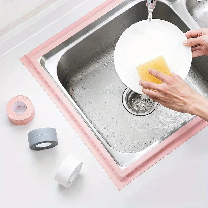 1 Roll PVC Sealing Tape For Bathroom Kitchen Caulk Strip Tape Self Adhesive Waterproof Wall Stickers Mold Proof Sealing Tapes sealing strip tape,waterproof tape,window seal strip,sealing tape
