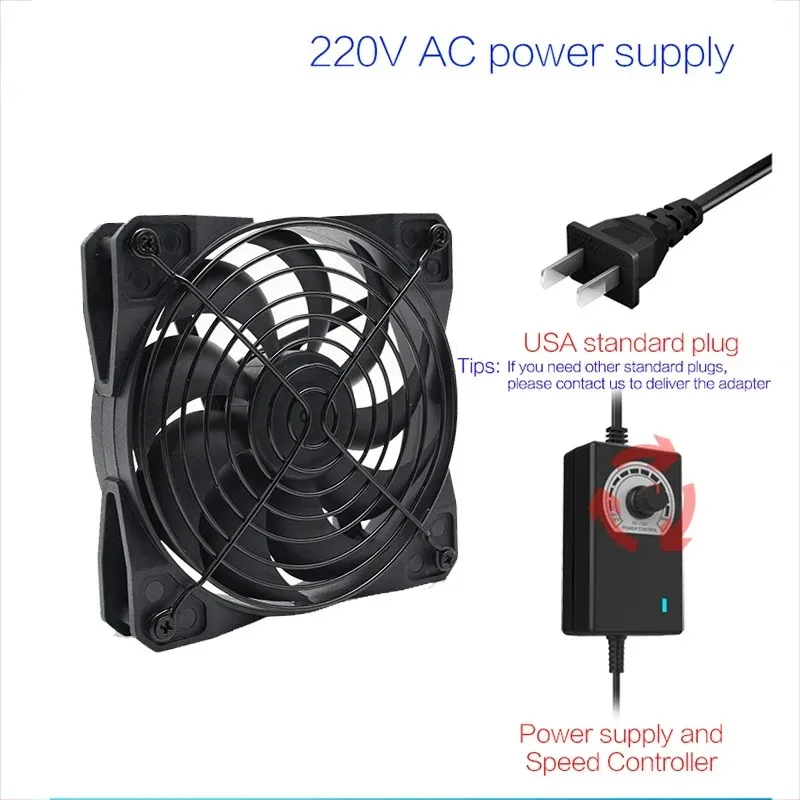 Cooling Fan 120mm 3000RPM TEUCER with Controller 12V 220V for Btc Mining Machine Chassis Exhaust Workstation Cabinet Server