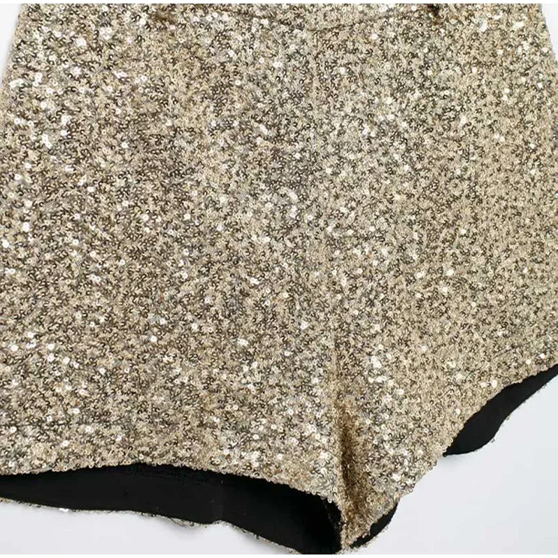Y2K Sequin High Waist Shorts Women Fashion Lady Solid Shiny All-matching Short Pant 2025 Spring Summer Female Glitter Streetwear