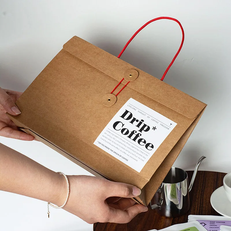 100 Teile/los Ohr Hängen Kaffee Verpackung Box Tragbare Kraft Papier Tasche Tee Verpackung Papier Box Keks Brot Dim Sum Candy Verpackung box – Detail 2