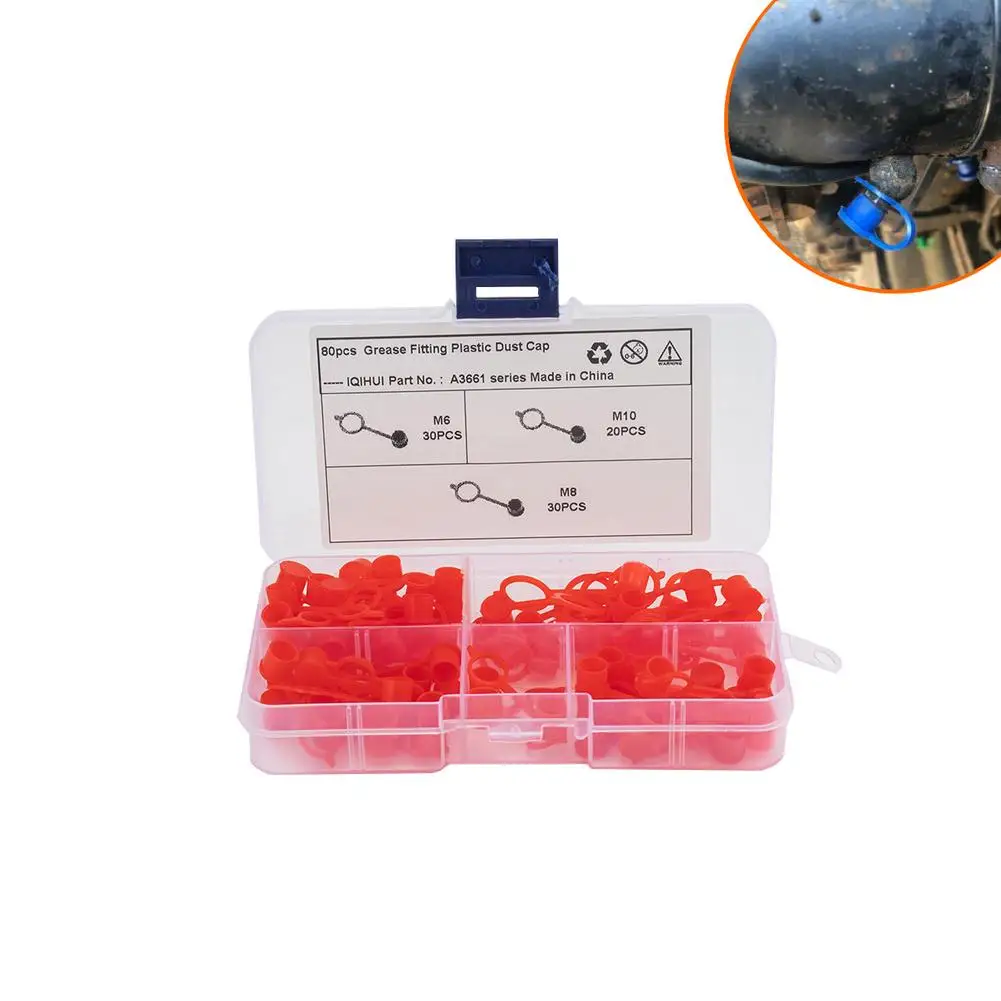 

80Pcs Grease Nozzle Caps Fitting M6 M8 M10 Multiple Size Dustproof Caps Assortment Set For Motorcycle Truck