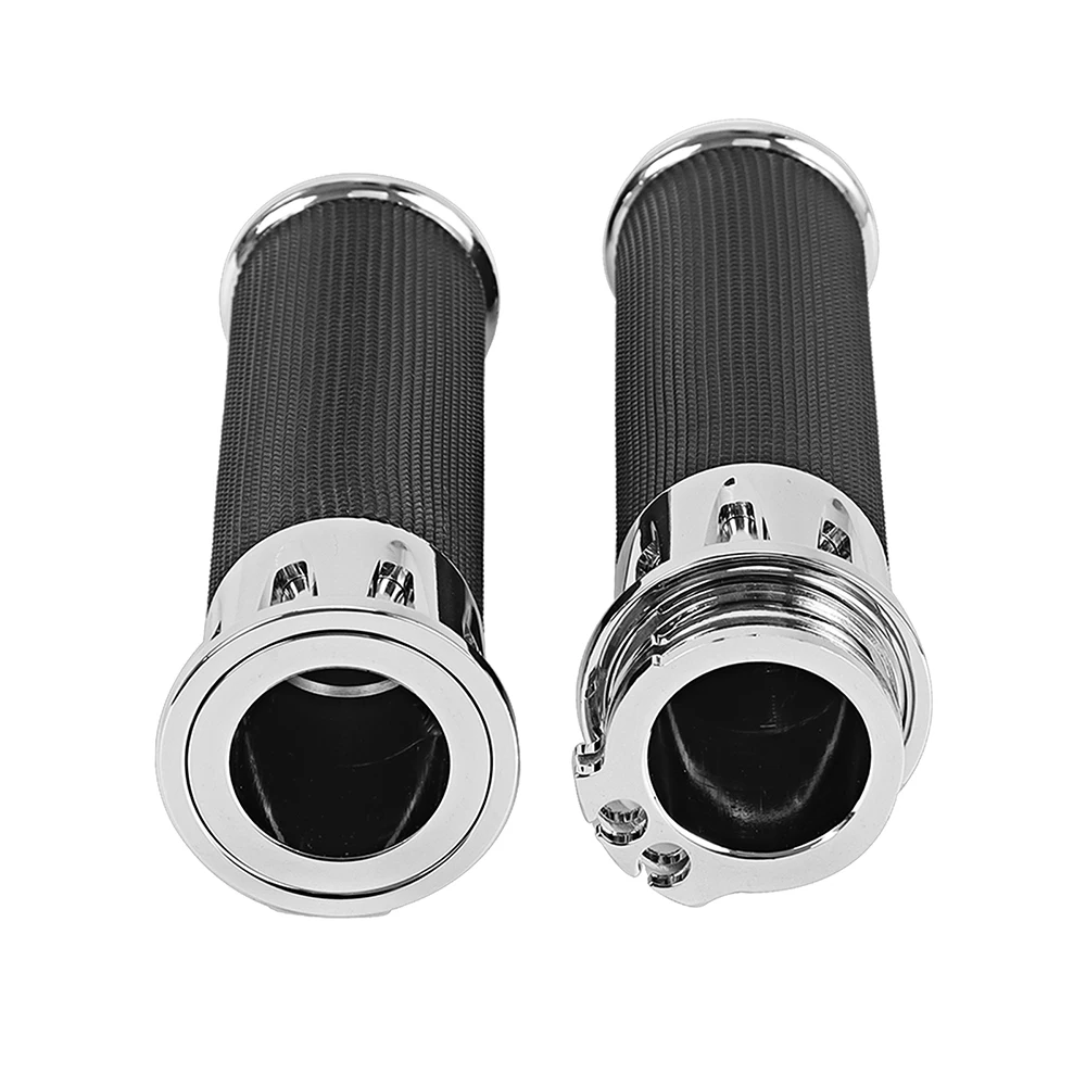 thumbnail image 2 of 1" (25mm) Black Handlebar Grips For Harley Touring, Sportster, Dyna, Softail - Aluminum, Anti-Rust 2 of 13