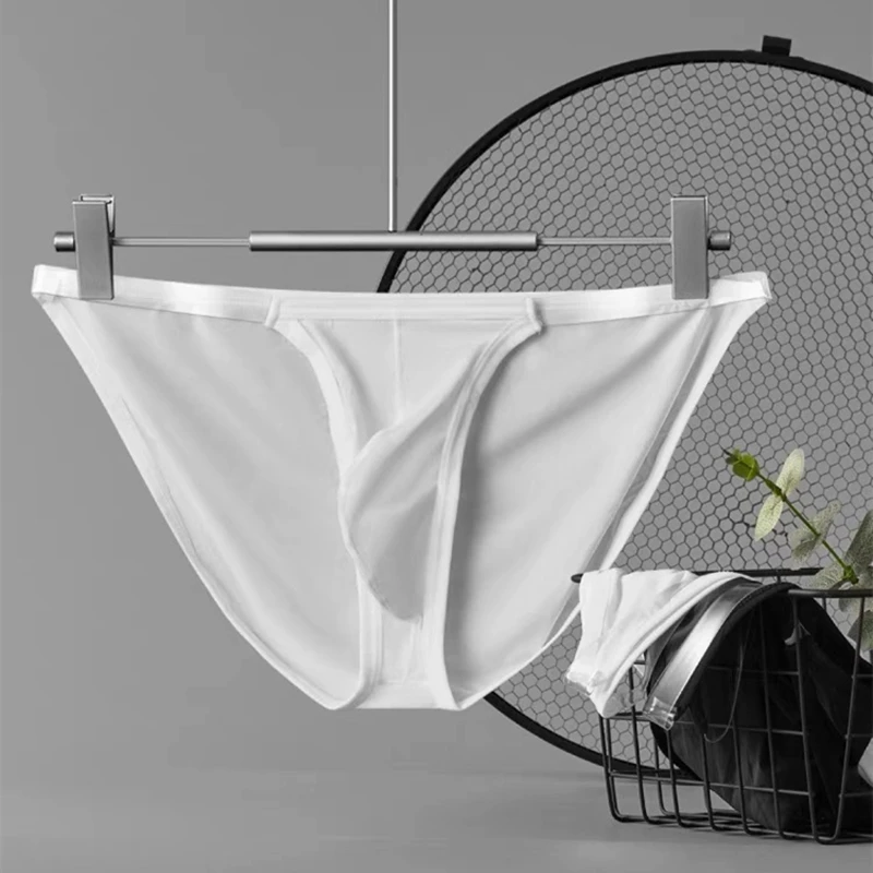 

Mens Ice Silk Underwear, Sexy Briefs, High Fork U Convex Bag, Seamless Quick-drying Boys T Pants