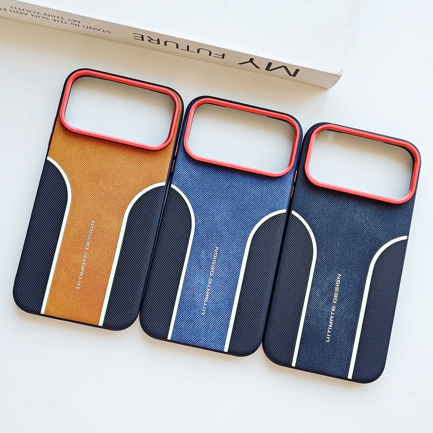 Frosted Matte PU Leather Shockproof Case with Metal Buttons & Lens Ring