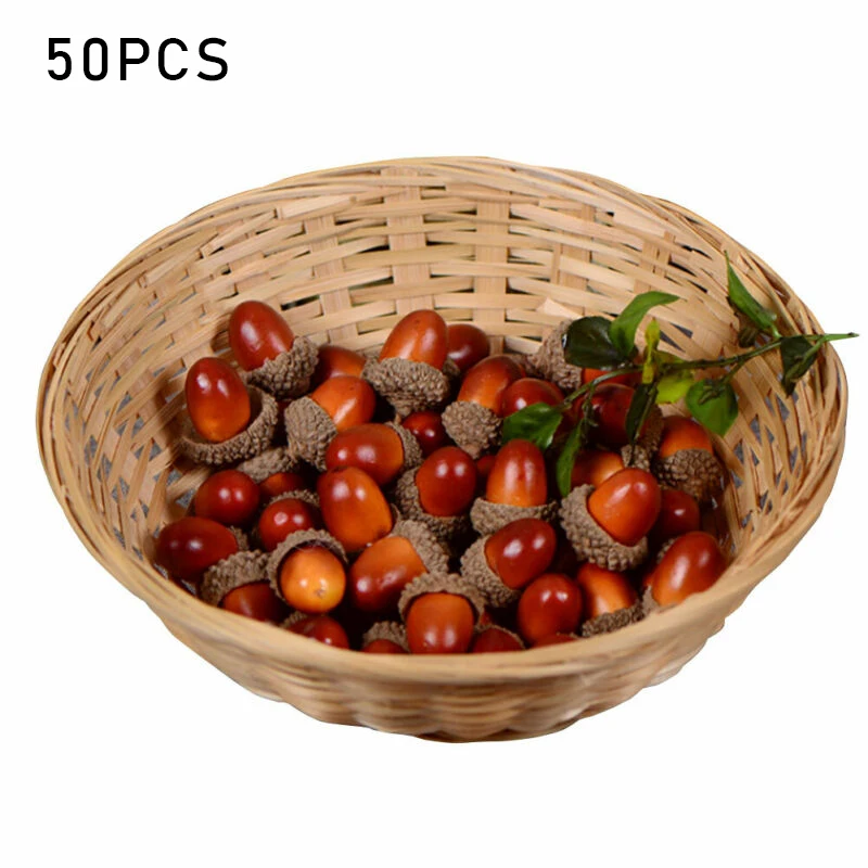 Artificial Acorns 50pcs Fake Nutty For Home Party Christmas Autumn Decoration