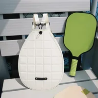 Quilted Tennis Backpack Zipper Closure Tennis Racket Carrying Bag Tennis Racquet Crossbody Bag for Pickleball Tennis Badminton 1