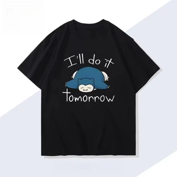 Pokémon Handheld Game Snorlax T-shirt Summer New Men's and Women's Japanese Harajuku Trend Loose Casual Short-sleeved Top 1