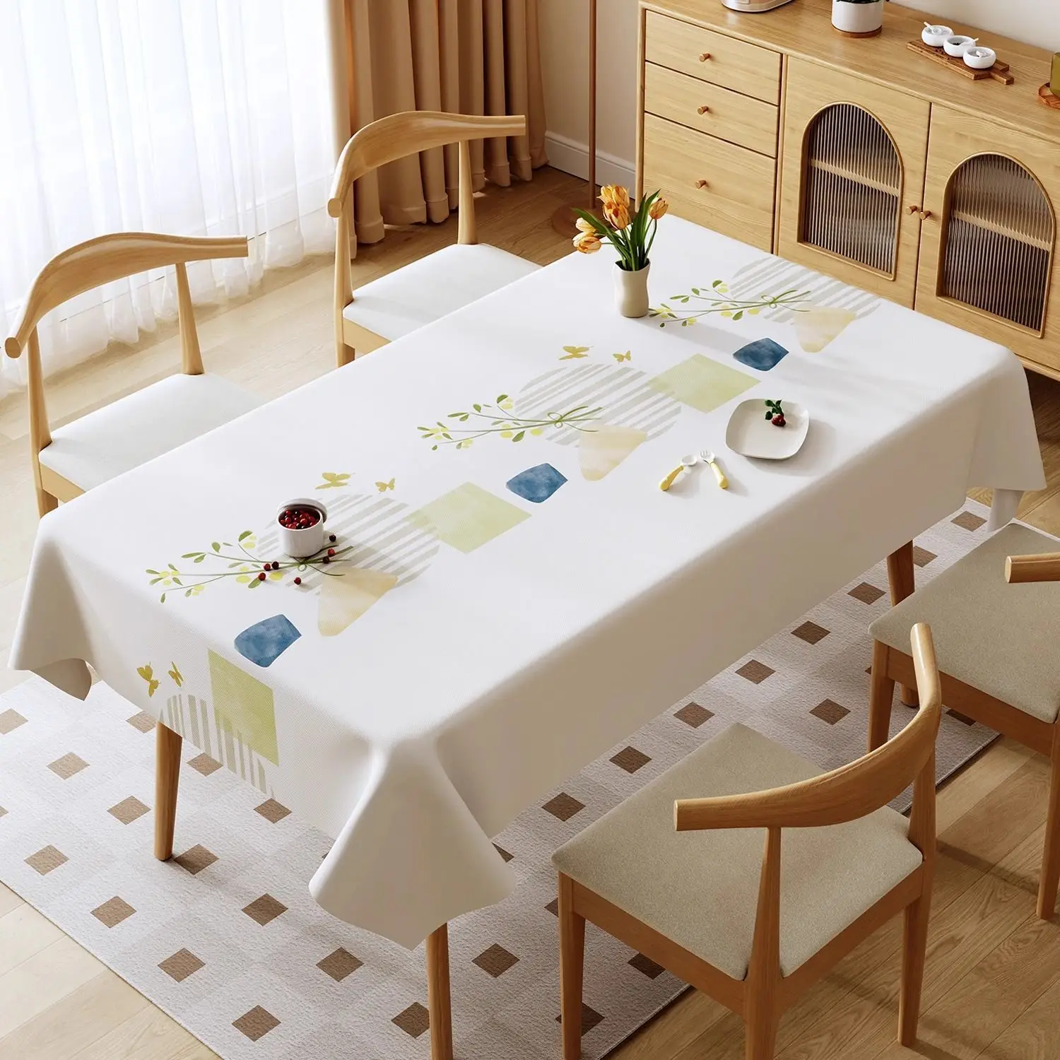 Marble Patterned Printed Tablecloth Waterproof and Oil Resistant PVC Dining Table Mat White Beige New Rectangular Table Cover 3