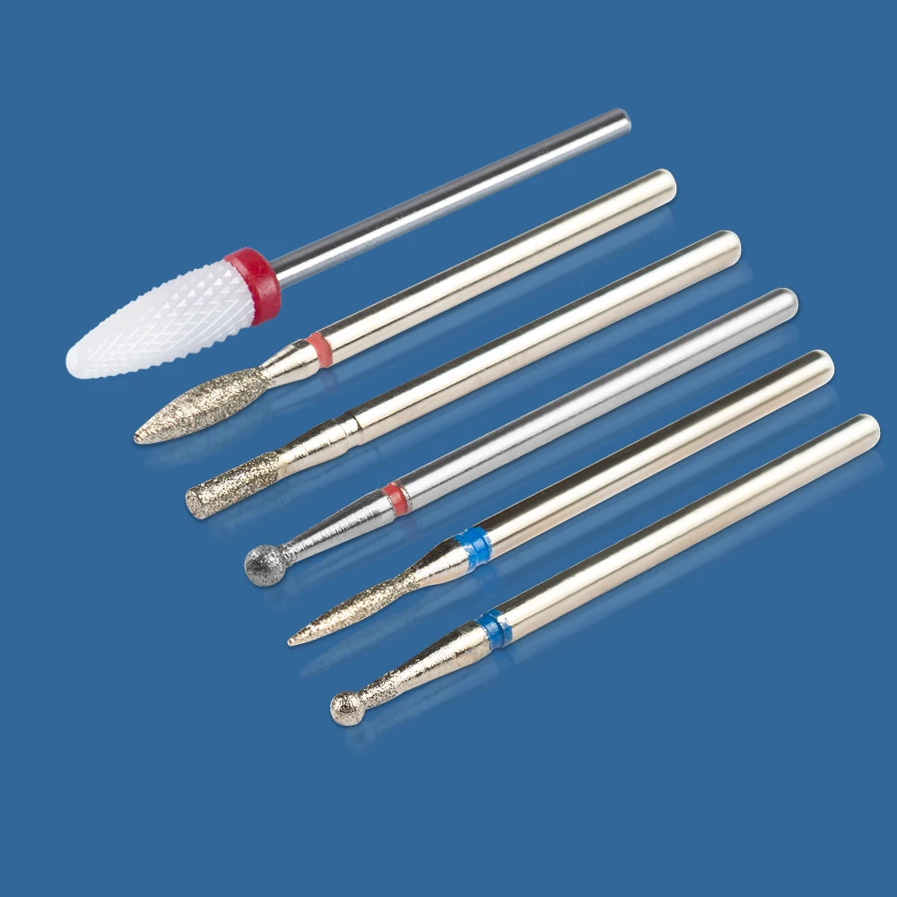 6PCS Milling Cutter For Manicure Diamond Ceramic Nail Drill Bits For Removing Gel Nail Polish Pedicure Cuticle Clean Nail Files