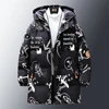 Winter Long Parkas Men Thick Cargo Jacket Coat Plus Size 8XL Fashion Hip Hop Graffiti Hooded Parkas Big Size 8XL 2