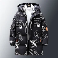 Winter Long Parkas Men Thick Cargo Jacket Coat Plus Size 8XL Fashion Hip Hop Graffiti Hooded Parkas Big Size 8XL 2