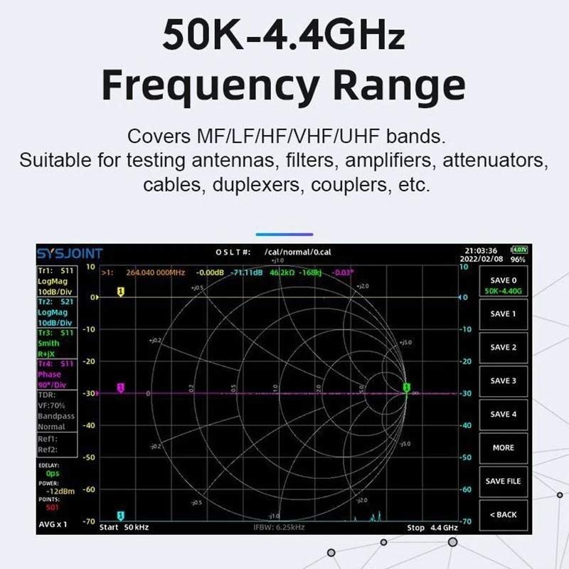 SV4401A 7 Inch Touch LCD Handheld Vector Network Analyzers 50KHz-4.4GHz HF VHF UHF VNA FCC Tester Kits Antenna Analyzer NanoVNA