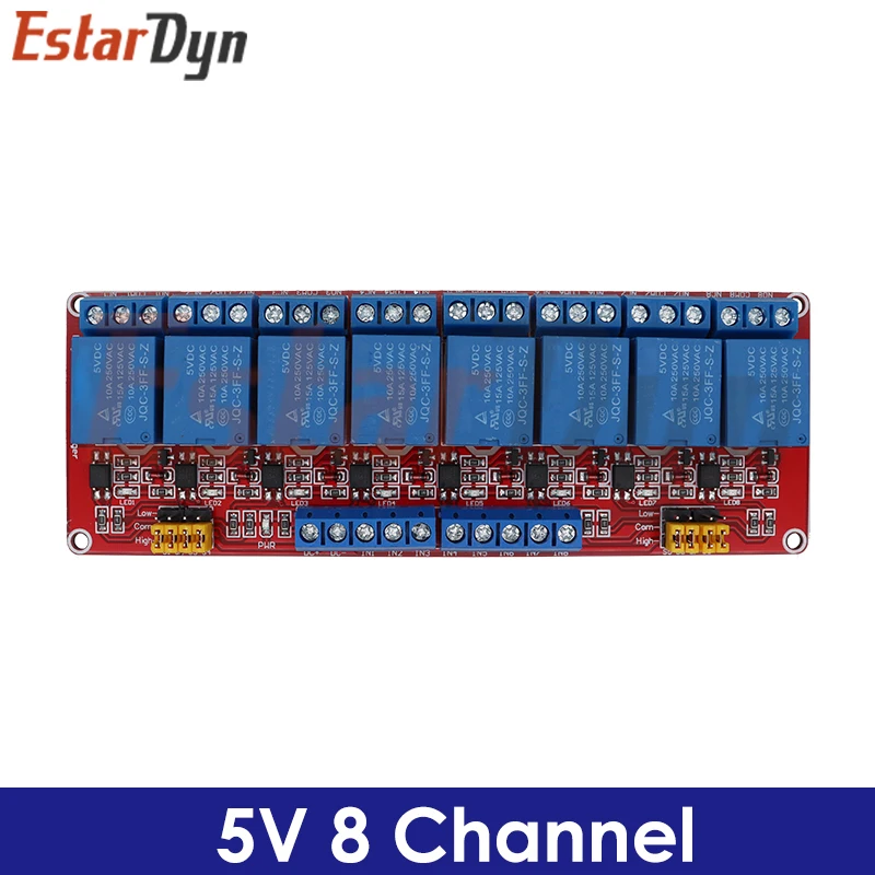 1 2 4 8 Kanal 5V/12V Relaismodul-Platine mit Optokoppler, unterstützt High- und Low-Level-Trigger – Detail 5