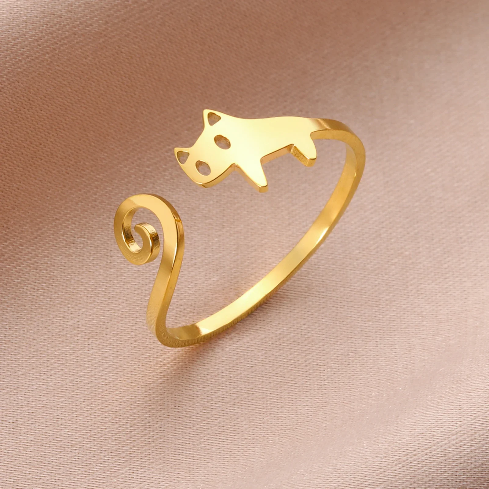 Cat ring wrap around finger