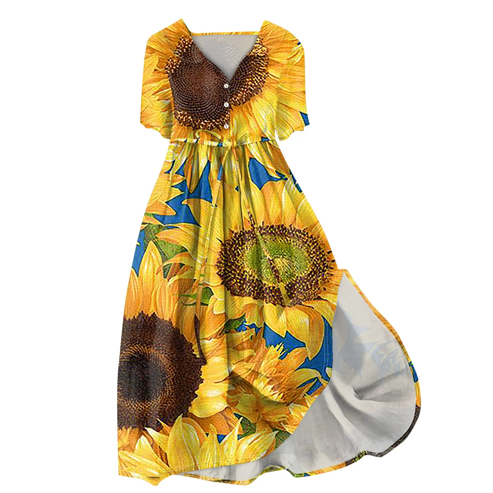 

Women's Fashion Casual Printed Lapel Collar Button Short Sleeve Clothing Straps Dress Women Floral Luxury Women's Elegant Dress