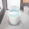 54" Acrylic Freestanding Bathtub with Matte Black Overflow and Drain Luxury Non-Slip Design 55 Gallons Capacity High Gloss White 5