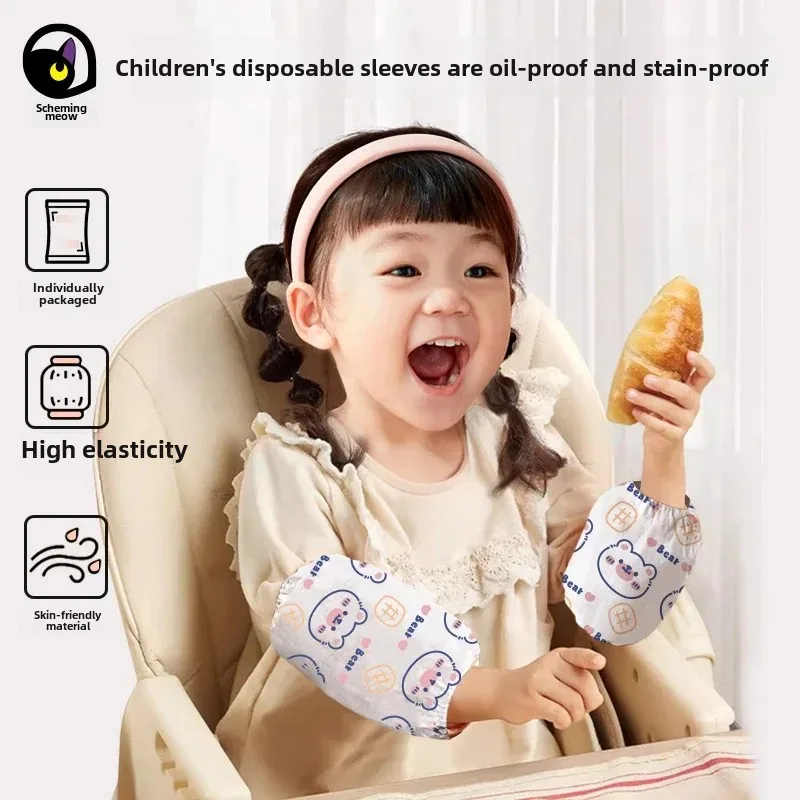 Disposable Children's Sleeve Covers 0-4 Years Old For Eating Painting Non-Woven Fabric Dirt Resistant Waterproof Sleeve Cov