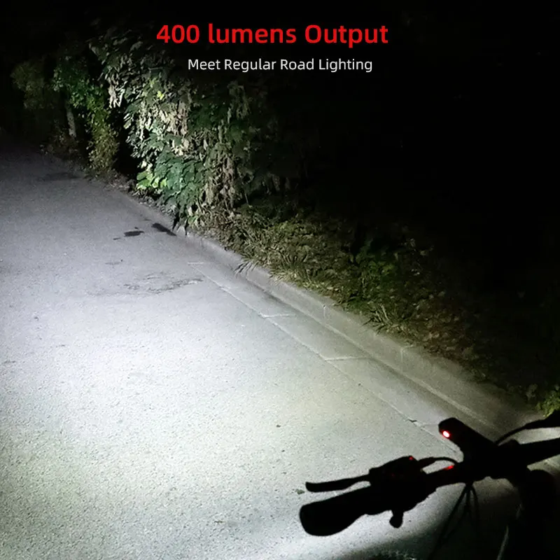 Deemount-Lumière LED pour sauna de vélo, éclairage avant, 350 lumens, batterie 2000mAh, charge USB, torche, feu arrière en option, lanterne iodée visuelle