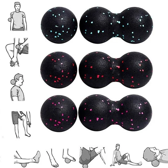 Peanut Fitness Massage Ball Set Yoga Roller Double Lacrosse Mobility Ball for Myofascial Physical Therapy Deep Tissue Massage 3