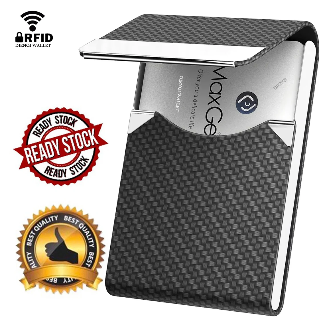 RFID Carbon Fiber Credit Card Holder Money Clip Luxury Men Women Wallets Metal Money Bag Purses Cash Envelope Minimalist Wallet