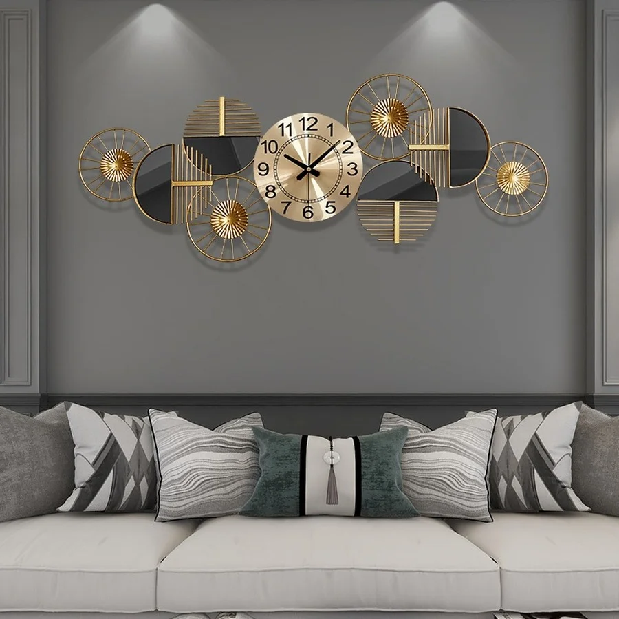 

Luxury Wall Clock Modern Design Art Big Size Gold Color Simple Digital Silent Wall Clock Battery Reloj Pared Wall Decoration
