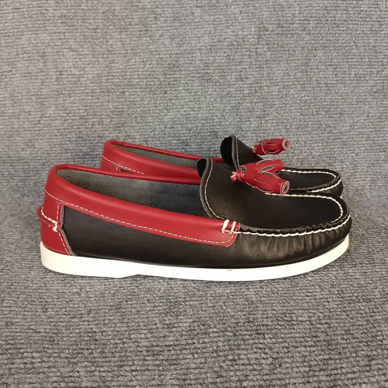 Mocassini in vera pelle da uomo mocassino scarpe da guida scarpe da uomo causali calzature scarpe da barca classiche fatte a mano - immagine 5