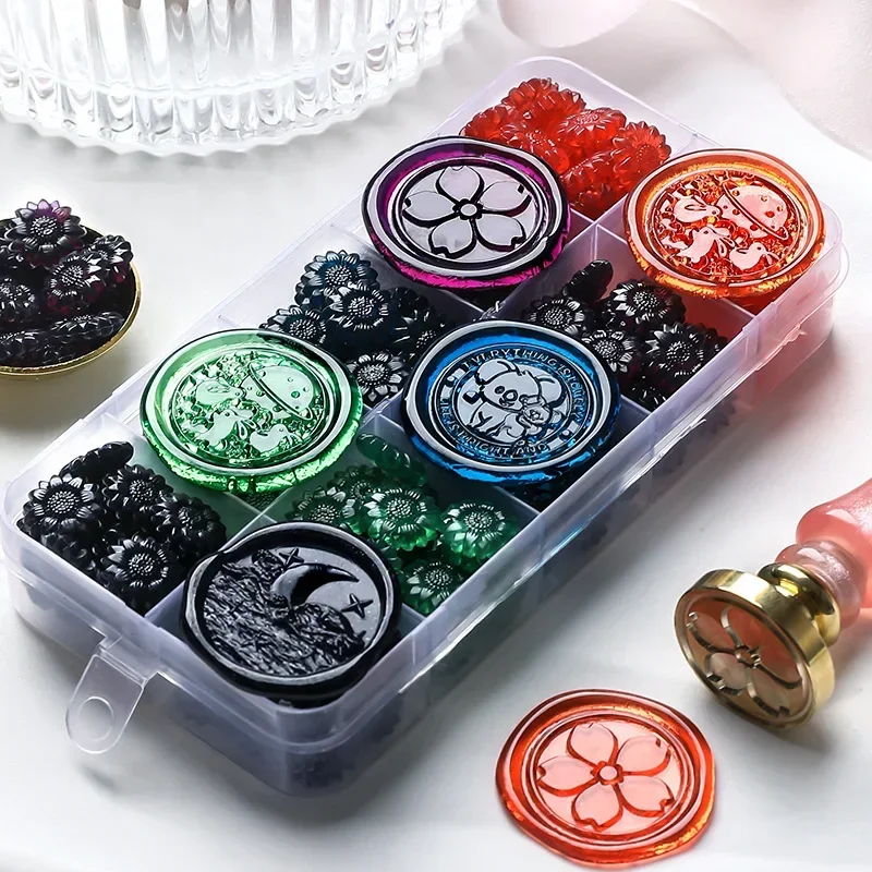 Translucent Sunflower Wax Seal Beads Kit with Stamping Tools