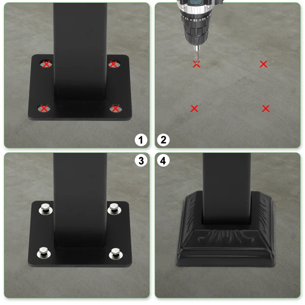 哑光黑色 1-3阶 可调节  直扶手 庭院楼梯扶手-18
