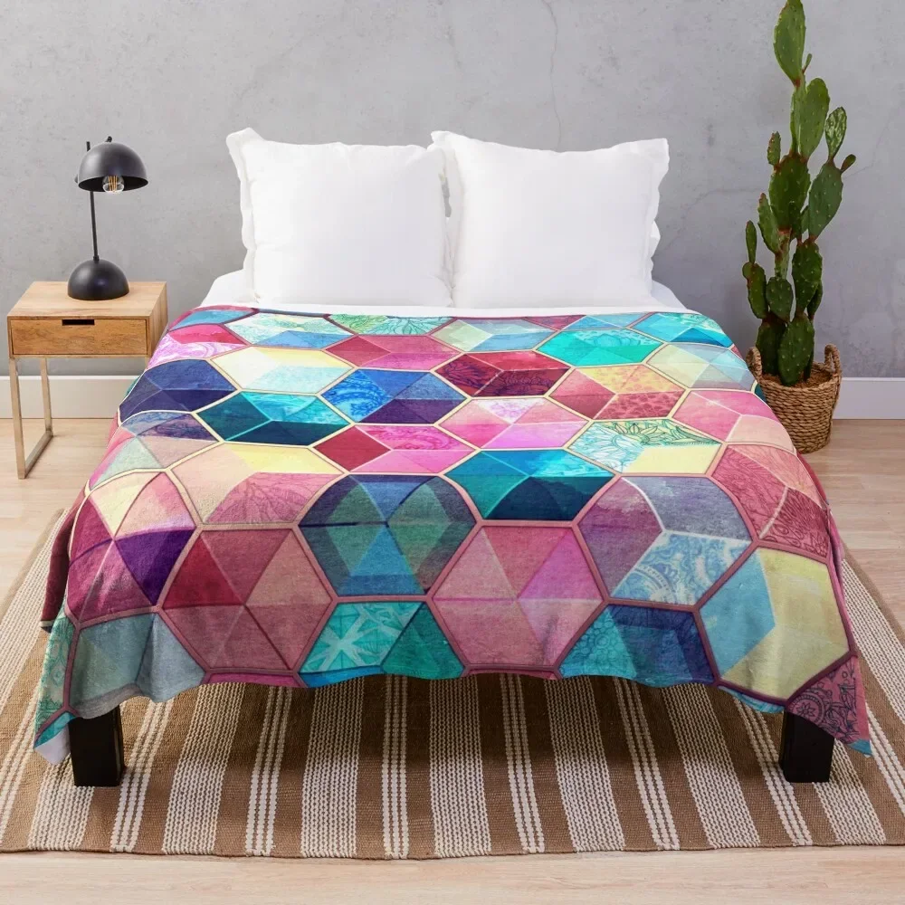 

Topaz & Ruby Crystal Honeycomb Cubes Throw Blanket Luxury Throw anime Blankets