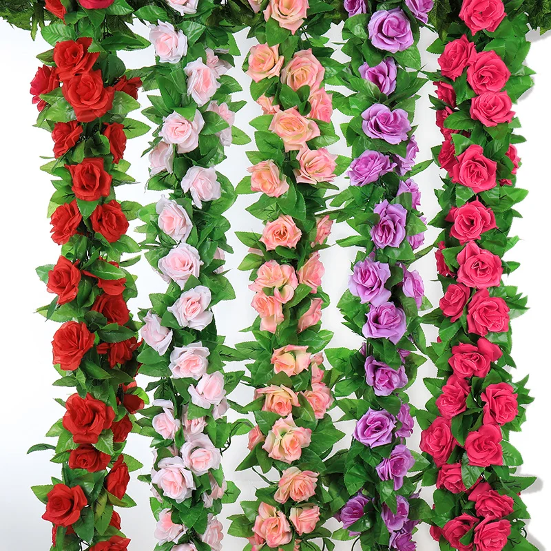 2PcsArtificialFlowersRoseIvyVineWeddingDecorationRealTouch