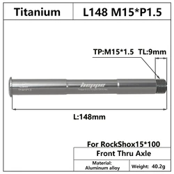 Durable Multi - Colored Bike Thru Axle for MTB Front Fork (Titanium 15x100)