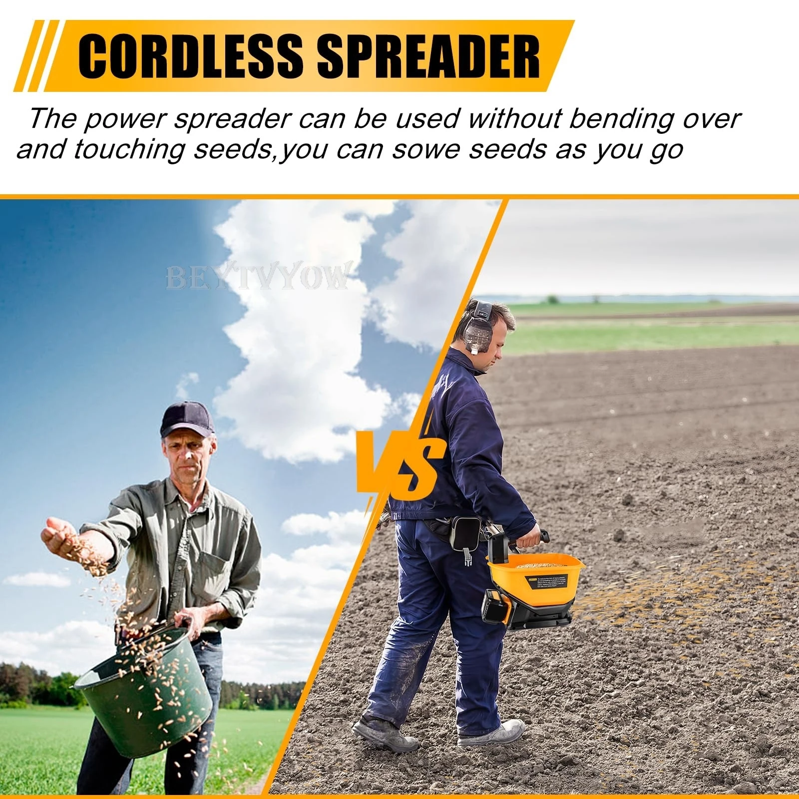Cordless Salt Spreader for Dewalt 20V 60V Li-ion Battery Handheld Seed and Ferti