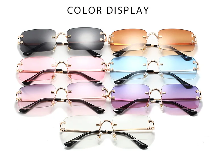 BOYSEEN Retro Randlose Sonnenbrille Frauen Metall Kleine Quadratische Gold Rahmen Männer Sonnenbrille Marke Design Brillen UV400 – Detail 4