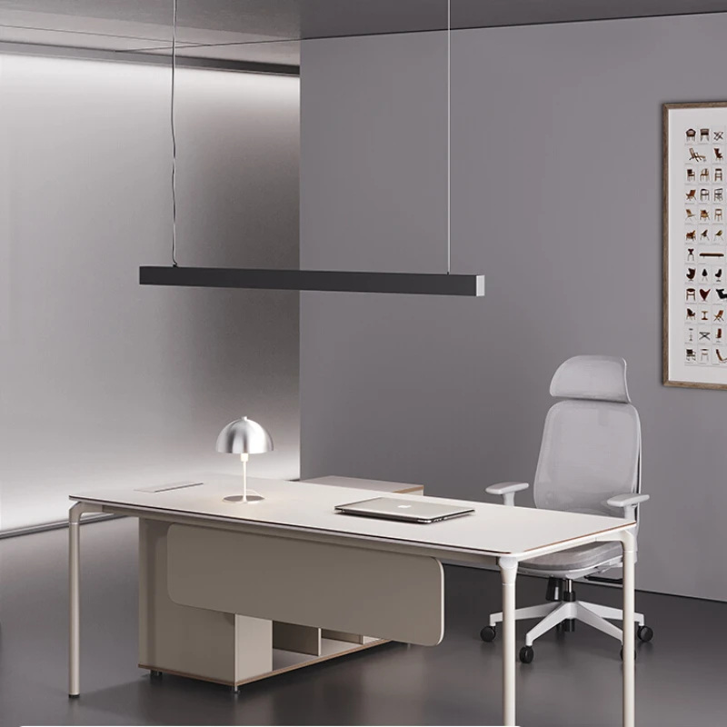 The boss's desk is simple, modern, light, luxurious, creative, and technological. Single person supervisor, manager, desk light luxury boss computer table single general manager office table simple modern female supervisor office furniture
