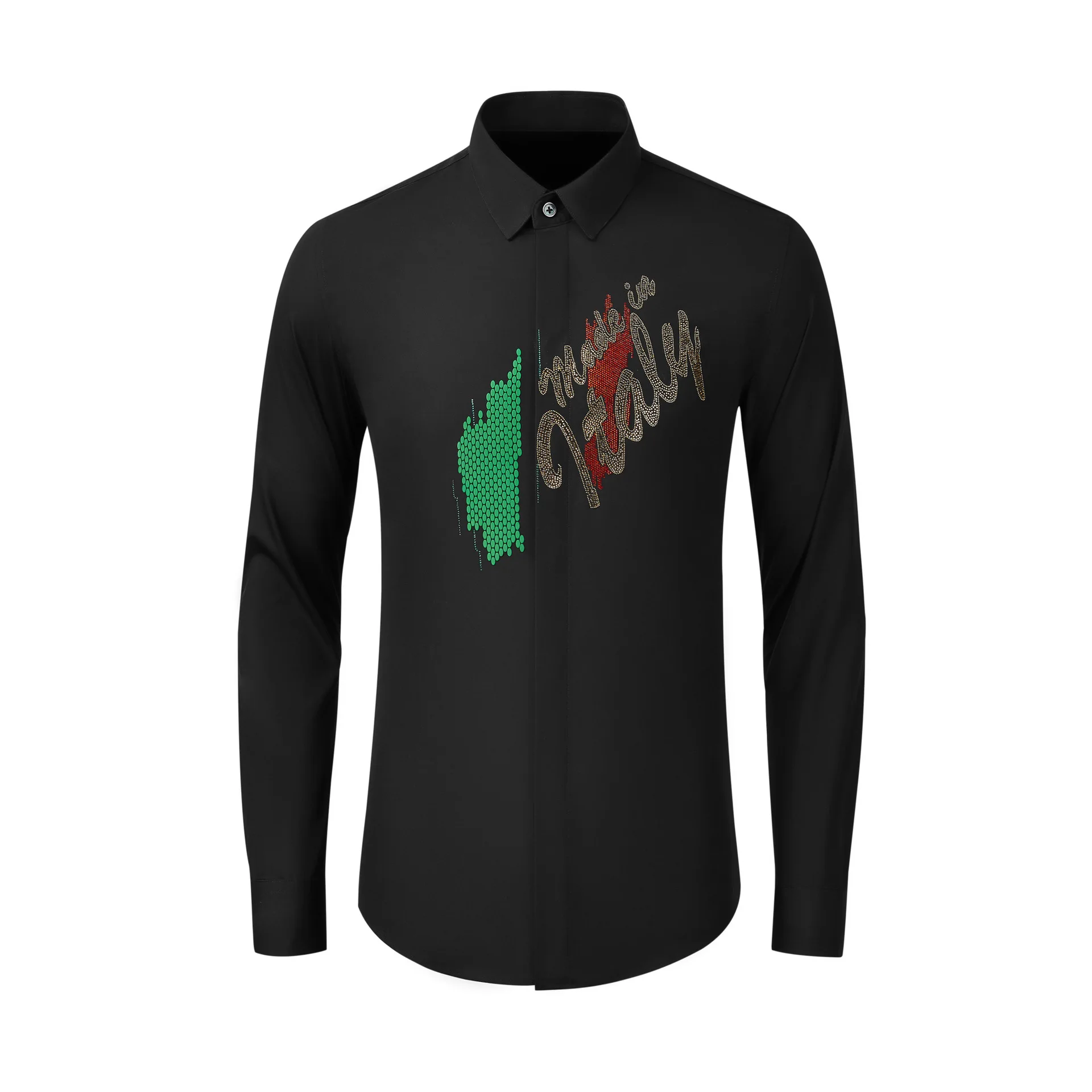 

High Quality Luxury Jewelry Cotton Long-Sleeved Flower Embroidery National Style Men'S Shirt Slim-Fit Exquisite Men'S Shirt