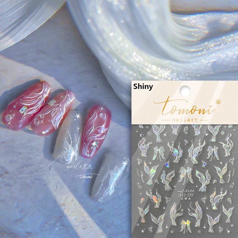 Shimmering Ocean-Themed Nail Art Stickers with Little Red Fish and Goldfish Designs