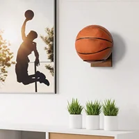 Ball Stand Holder for Basketball Wall Mount Football Display Stand Wood & Metal Storage Rack for Volleyball Softball Scarves 2