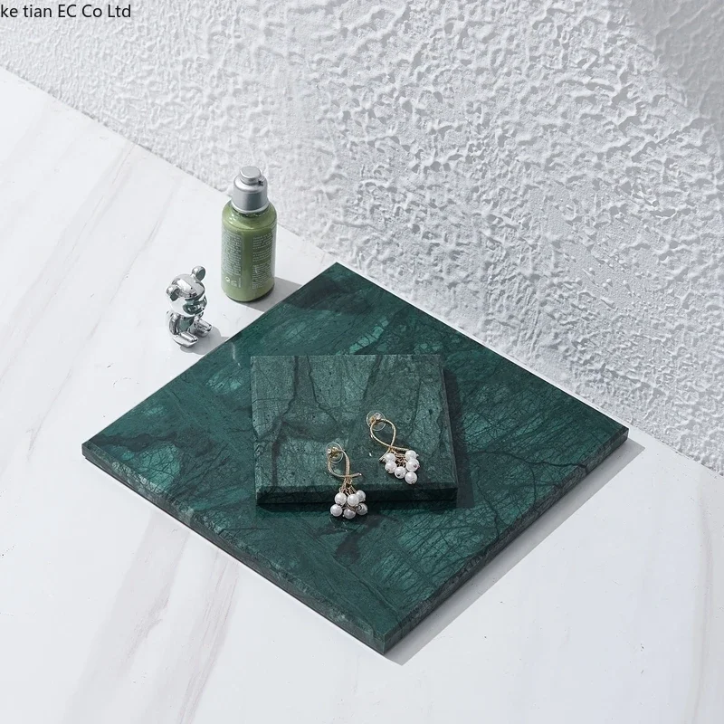 Natural Green Marble Jewelry Display Rack, Display Tray, Shop Counter, Shooting Props, Jewelry Storage Trays, Decorative Tray 2