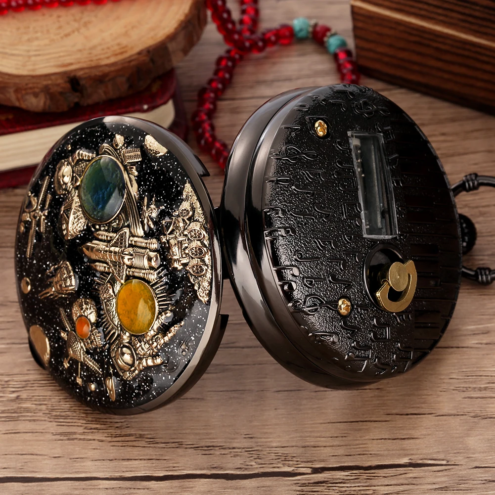 Space Series Music Pocket Watch Original Men Quartz Chain Clock