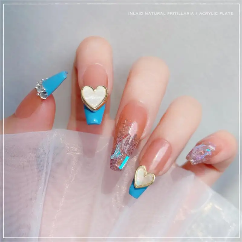 

Heart Shaped Gold/Silver Flatback Nail Charms Alloy Multi-Colors Heart Nail Rhinestones For Manicure Nail Accessories