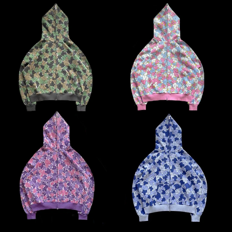 

Y2k Zip Up Hoodie Hip Hop Print Pattern Oversized Hooded 2023 Winter Sweatshirt Gothic Harajuku Streetwear Punk Rock Jacket Tops