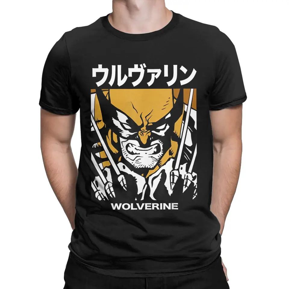 X-men wolverine t camisas kanji lâminas pose 100% algodão