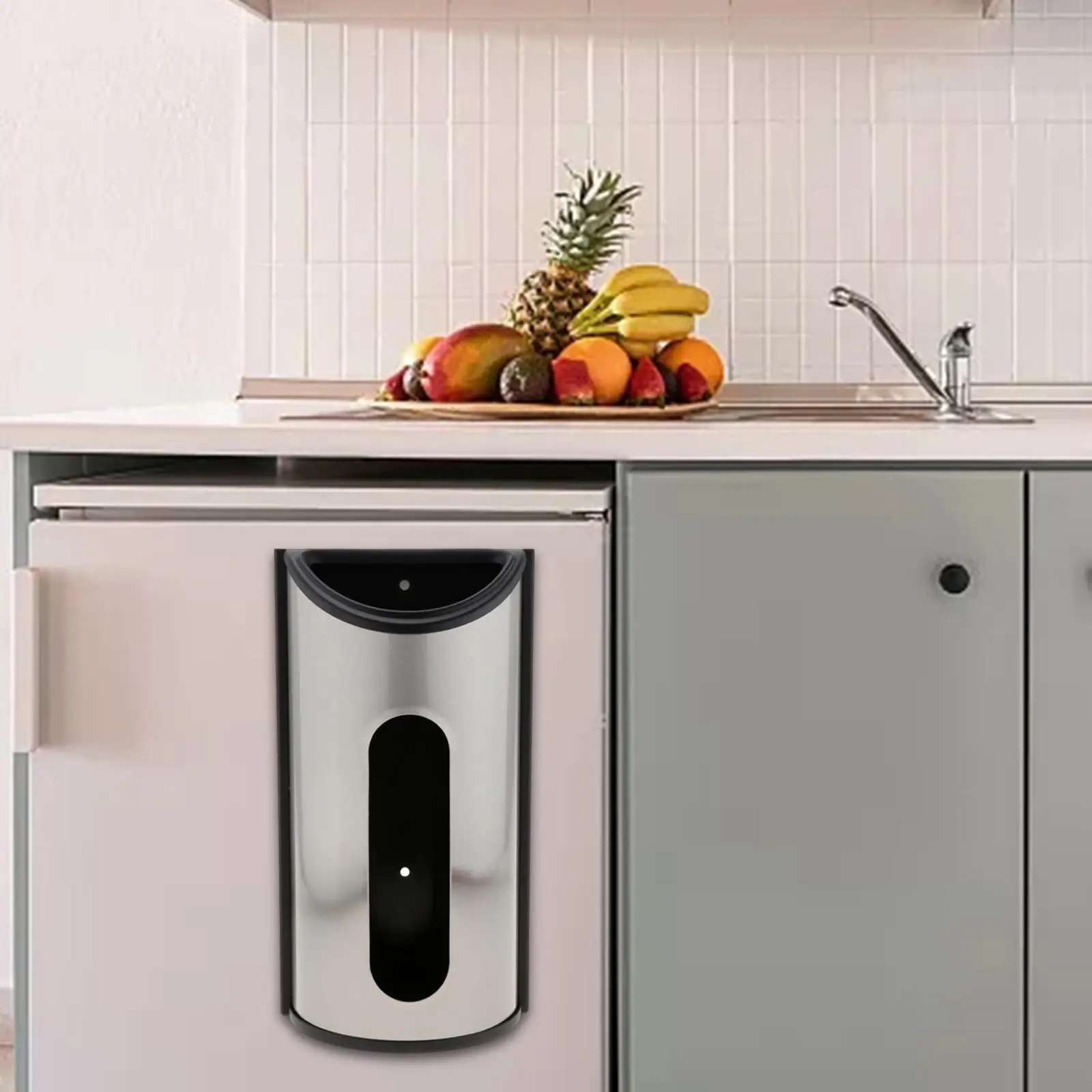 Dispenser Per Sacchetti Della Spesa - In Acciaio Inox, Da Parete, 31x17x9 Cm