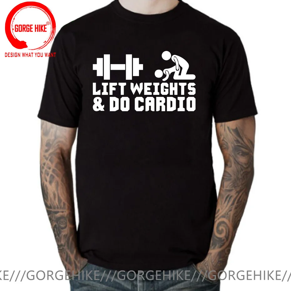 

Lift Weights And Do Cardio T Shirt Men Funny GYM Lift Weighting T-Shirt Cool Man Sports Tops Tees Shirts Fashion Casual Clothing